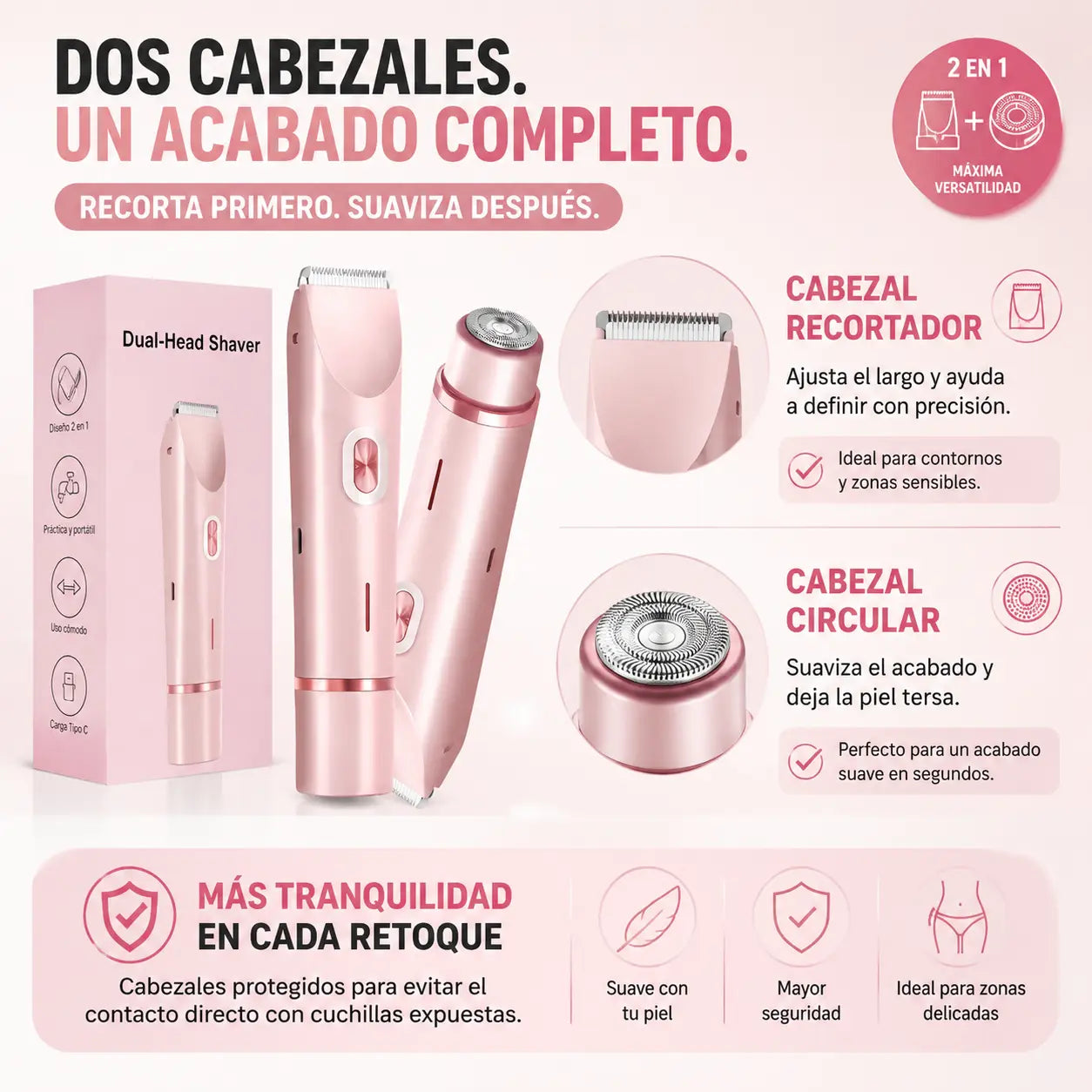 Dual Beauty Shaver™ | Depilación suave y precisa en minutos