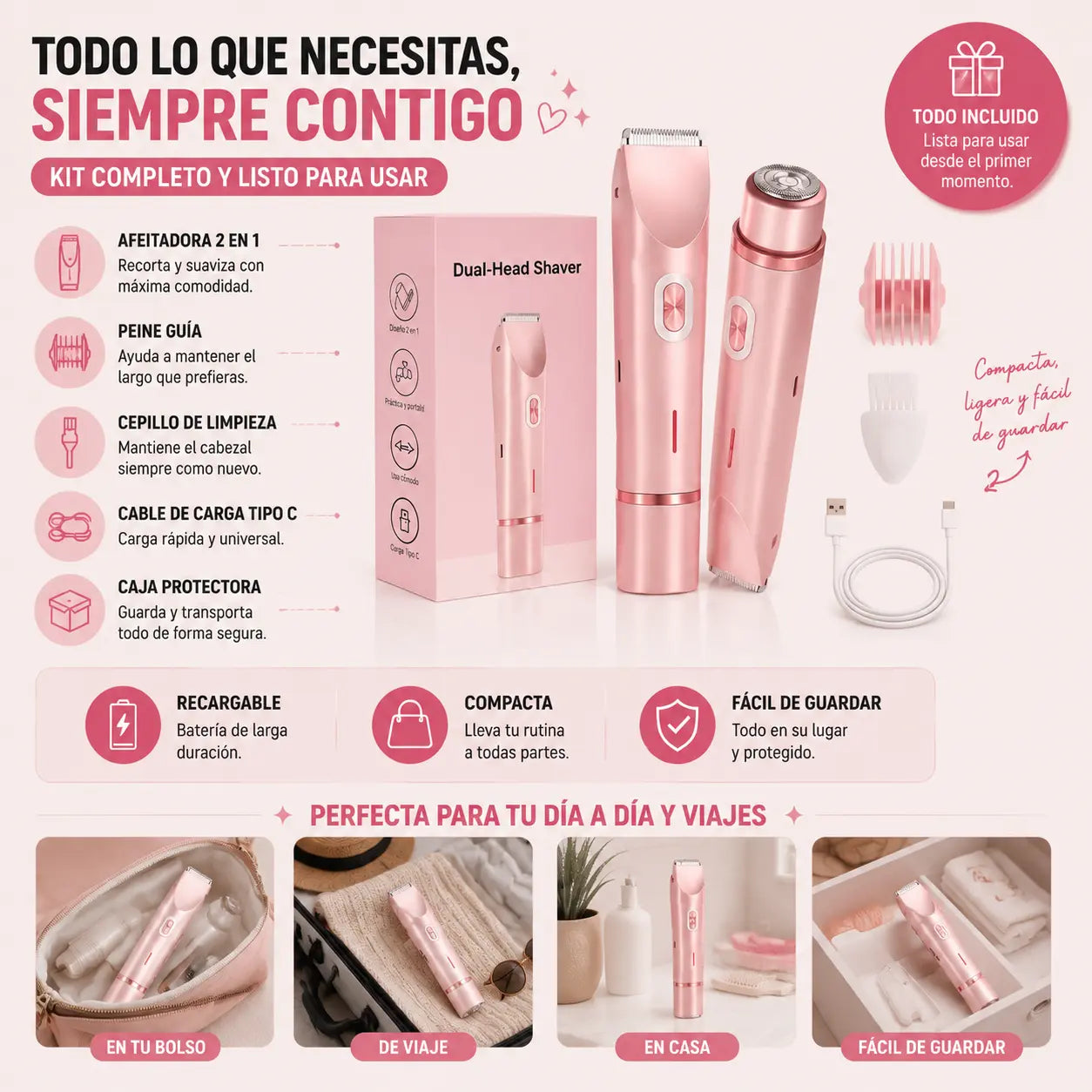 Dual Beauty Shaver™ | Depilación suave y precisa en minutos