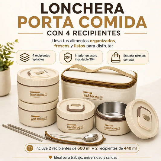 Portacomidas Antiderrames x4 | Lonchera Térmica