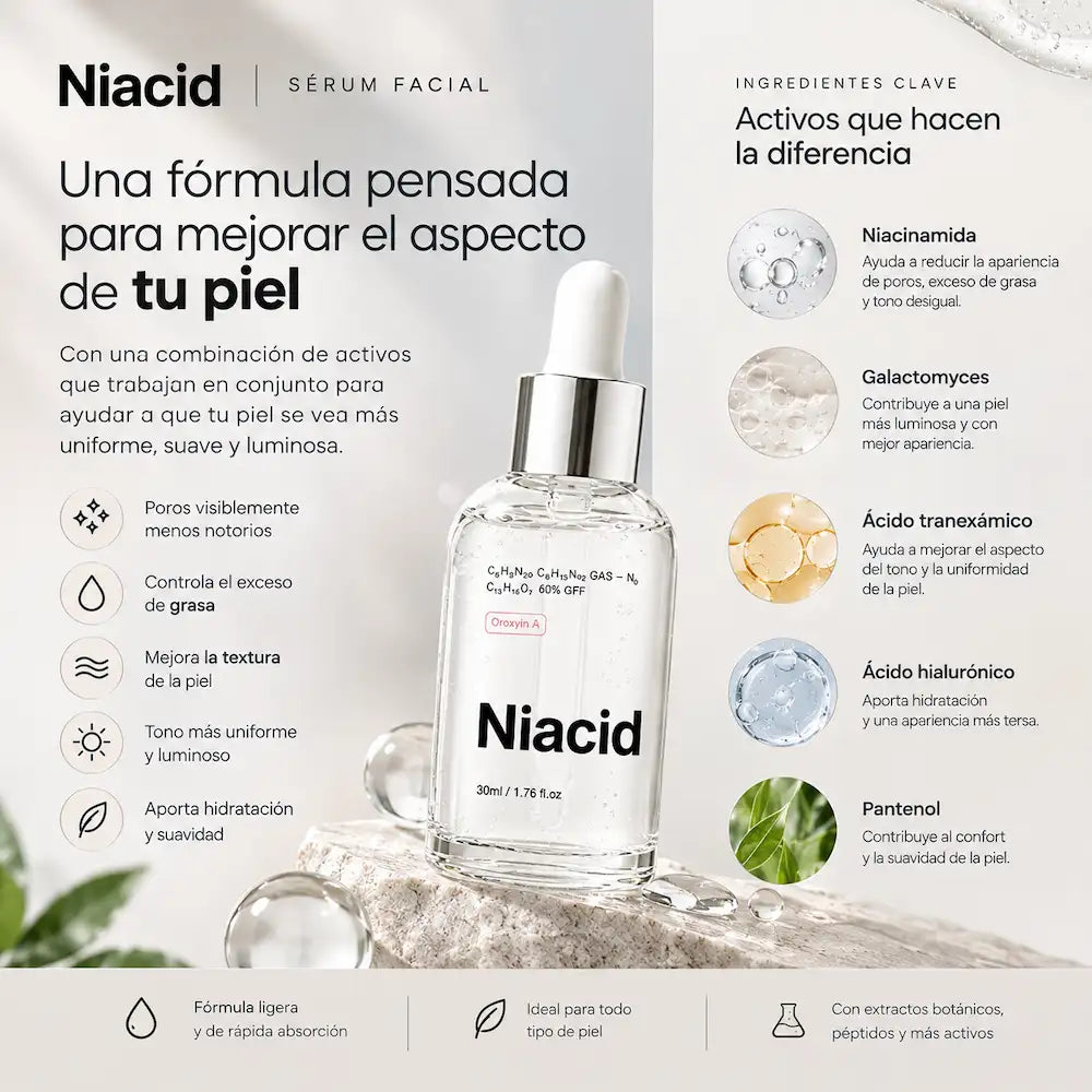 Niacid Serum 30 Ml | Reduce Manchas y Poros Visibles